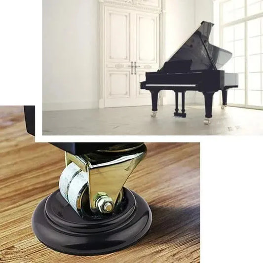 Hardwood Piano Mats with Foam Pads 4 pcs Black ABS Furniture Foot Protectors Compatible with Piano Wheels Solid Wheels - Image 2