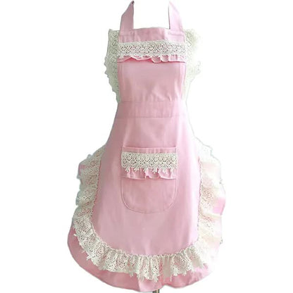 Kitchen Apron for Women Adjustable Waterproof with Pockets Pink Cooking Apron