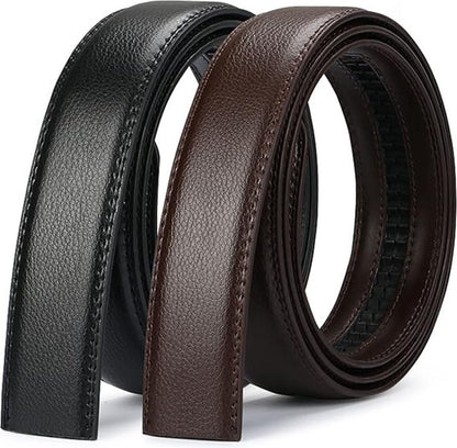 2 pieces - Men's Belt - Leather Belt - Adjustable - Gift Men - Shortenable - Gift Man - Cow Leather - Black & Brown - Without Holes - 130cm - Image 3