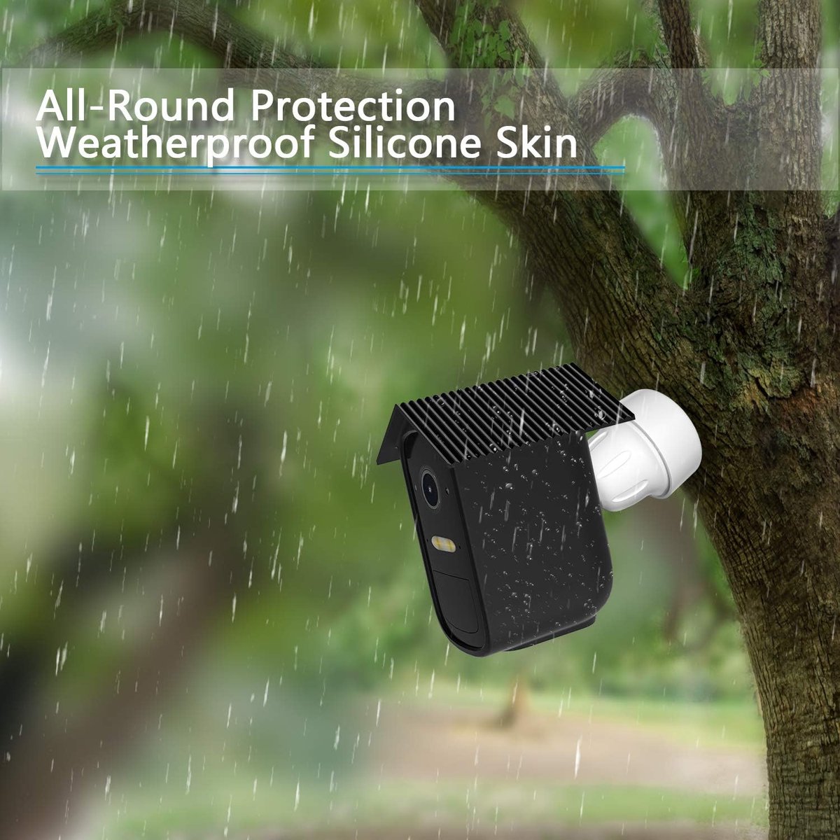 pieces - Camera silicone protective cover - security camera protective cover - black - soft silicone cover - security camera protective cover - weatherproof silicone housing - for EufyCam 2C - Image 3
