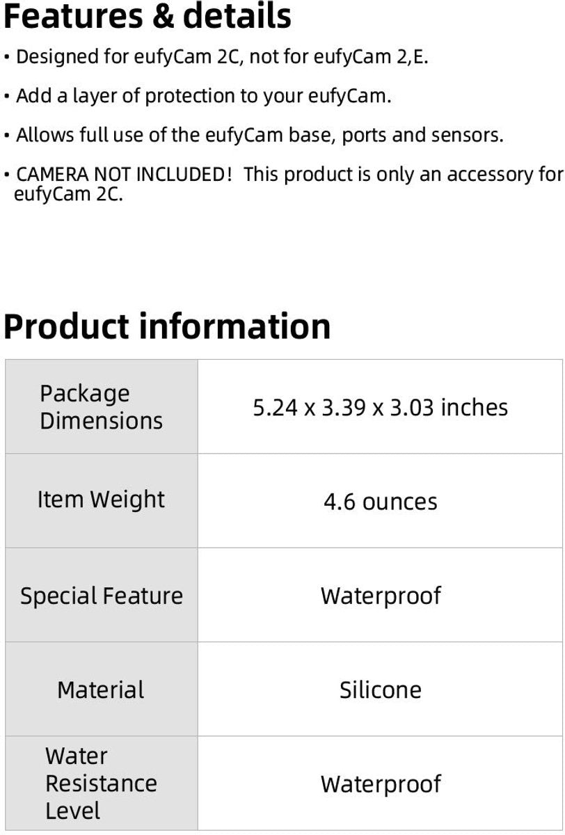 2 pieces - Camera silicone protective cover - Surveillance camera protective cover - suitable for EufyCam 2C - Protection - Weatherproof silicone housing - Soft - Black + White - Image 8