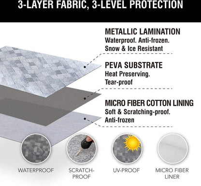 Windshield Cover - Car - Winter - Windshield Cover Mount Foldable Cover Car Windshield for Snow, Ice, Frost, Dust, Sun - Silver - For Most Cars & SUVs - Aluminum Film Composite Spunlace Cotton - 230*148cm - Image 3