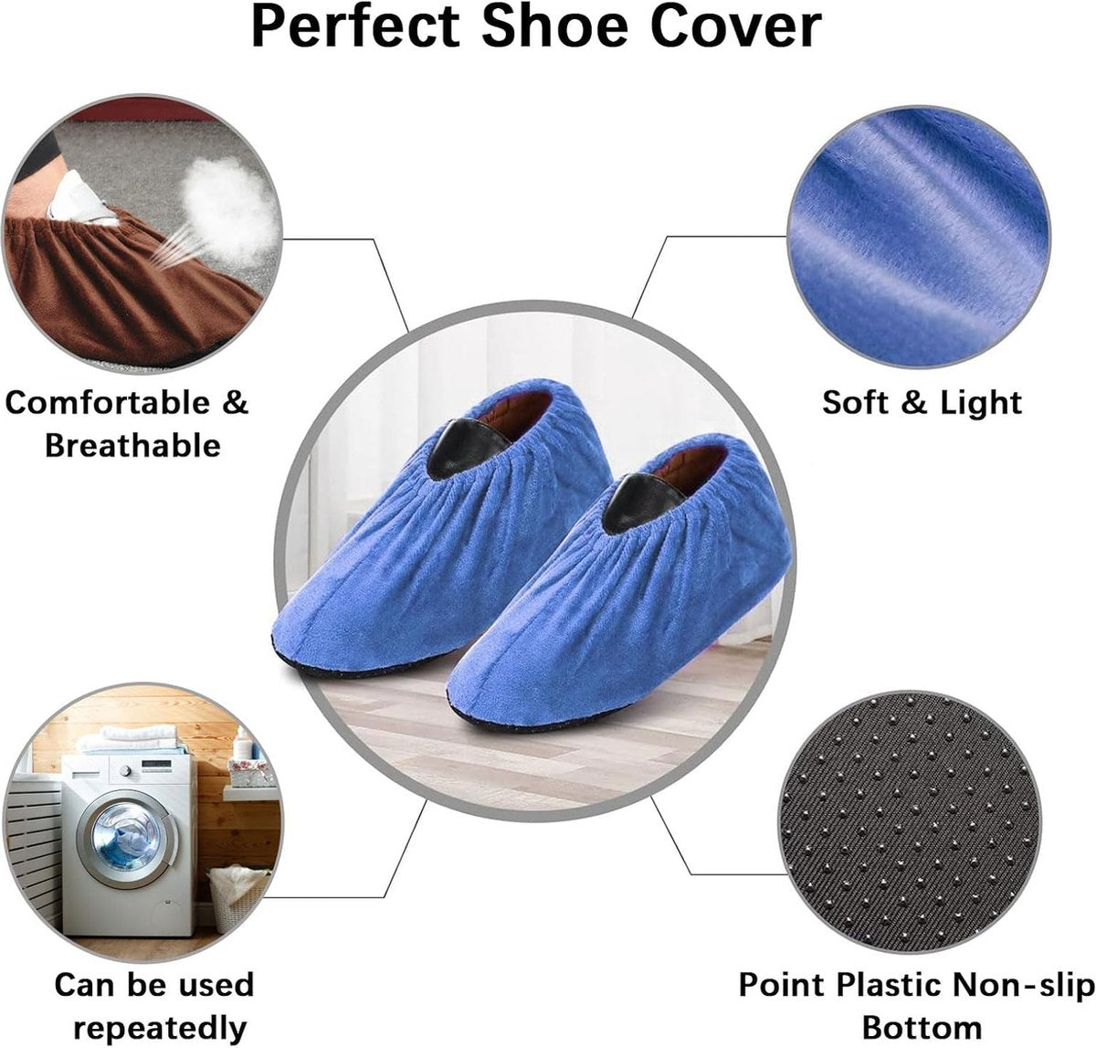 Overshoes - Shoe Cover - Shoe Protectors - Sturdy Shoe Covers - Shoe Covers - Reusable Shoe Covers - Reusable Fabric Overshoes - 8 Pairs - 31.5 x 12cm - Adult - Washable - Strong - Durable - Non-slip - Image 4