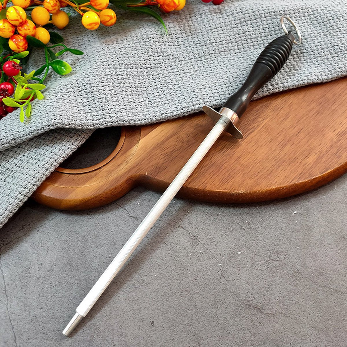 Sharpening steel - Knife sharpener - Sharpening steel for knives - Sharpening stone sharpening machine - 26cm - high carbon steel - silver - Image 4