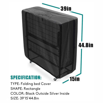 Folding Bed Cover - 99 x 38 x 114 cm - Dustproof Folding Bed Cover - Waterproof Protector - Multifunctional Cover - for 38" Single Folding Bed - Universal - 210D Oxford Cloth - Black - Image 5