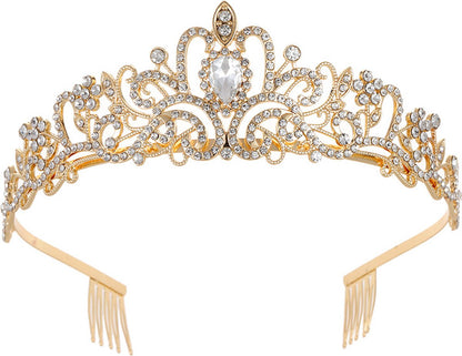 Crown for Women - Princess Crown - Diadem - Crown - Gold Tiara - Rhinestone - Elegant and Durable - Suitable for Various Occasions - Hair Jewelry - Wedding