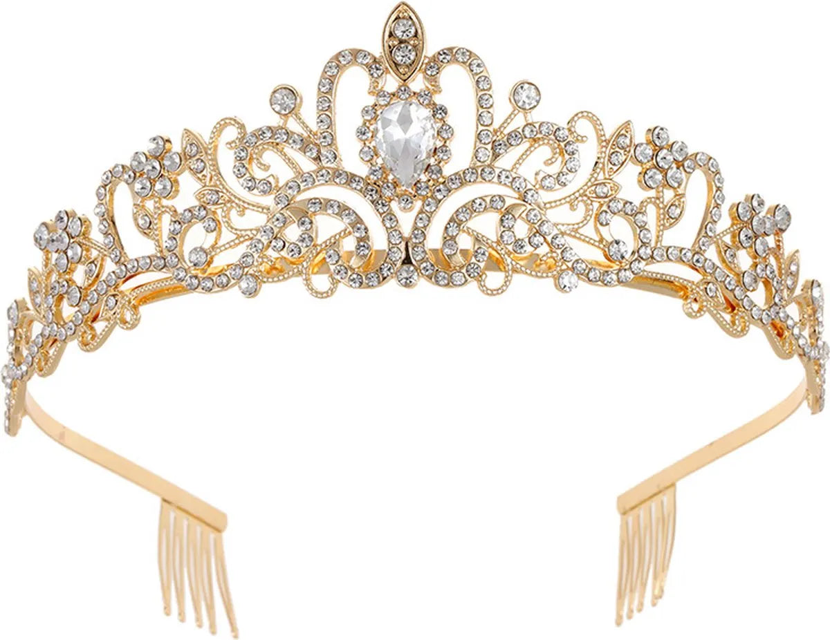 Crown for Women - Princess Crown - Diadem - Crown - Gold Tiara - Rhinestone - Elegant and Durable - Suitable for Various Occasions - Hair Jewelry - Wedding