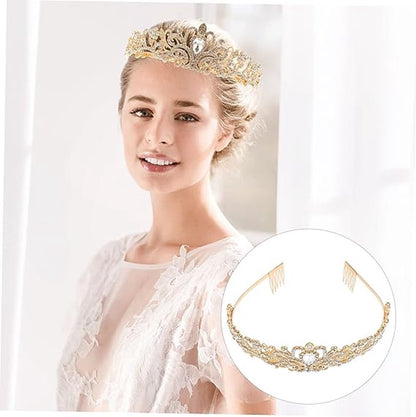 Crown for Women - Princess Crown - Diadem - Crown - Gold Tiara - Rhinestone - Elegant and Durable - Suitable for Various Occasions - Hair Jewelry - Wedding - Image 4