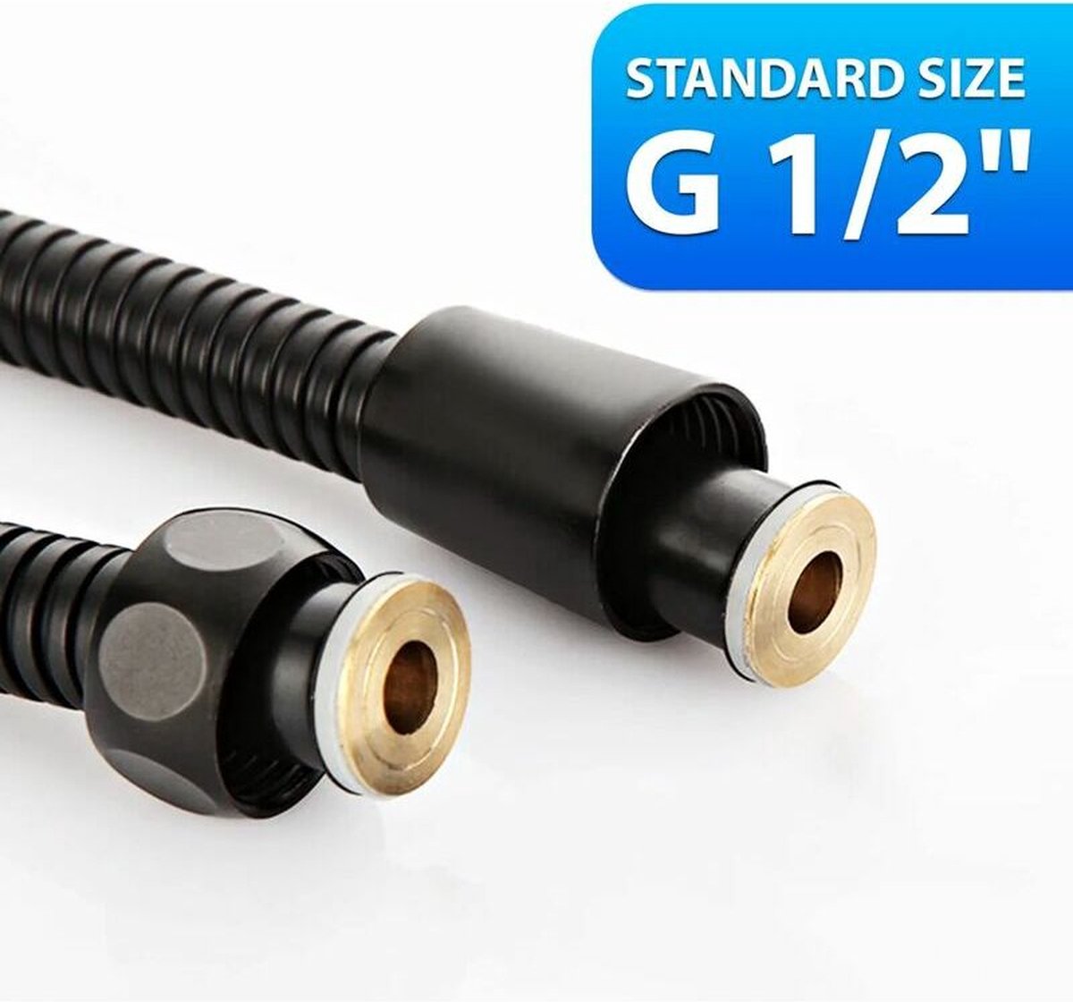 Shower hose - Shower hose - 200 cm - Anti-kink - black - Stainless steel - steel & copper - Bathroom Accessories - Water hose Shower - Home accessories - shower hoses - Flexible - Universal G1/2" - Image 3