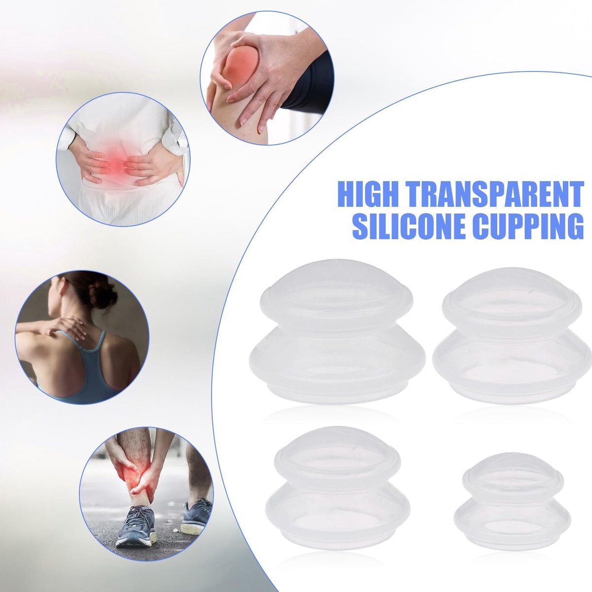 4 pcs Cellulite Cups - Silicone Cups - Cupping Cups - Cupping Set - Cupping For Cellulite - Vacuum Cup - For reducing cellulite anti-aging relieves pain and joints for buttocks, neck, body - Black - Image 4
