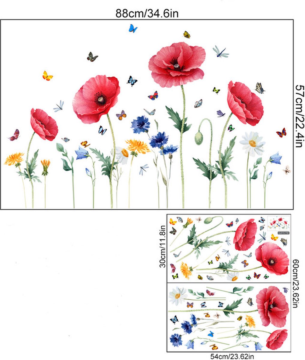 Static window sticker - window sticker - Wall decoration - 30*54cm - flower plant - PVC - colorful - Image 2