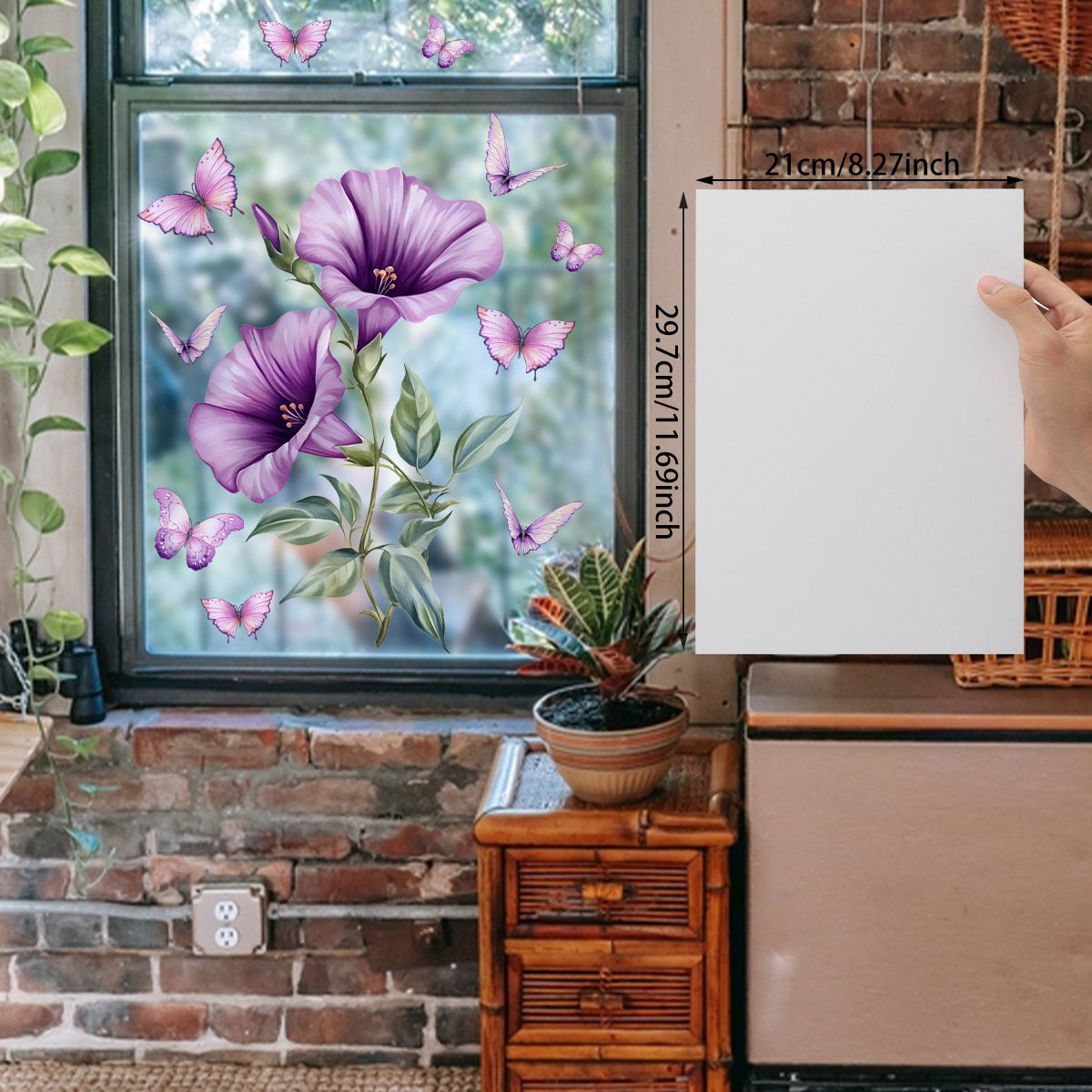 Static window sticker - window sticker - Wall decoration - 30*30cm - flower plant - PVC - D - Image 2