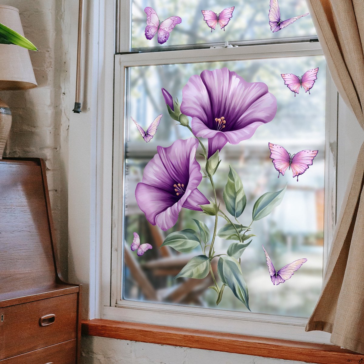 Static window sticker - window sticker - Wall decoration - 30*30cm - flower plant - PVC - D - Image 4