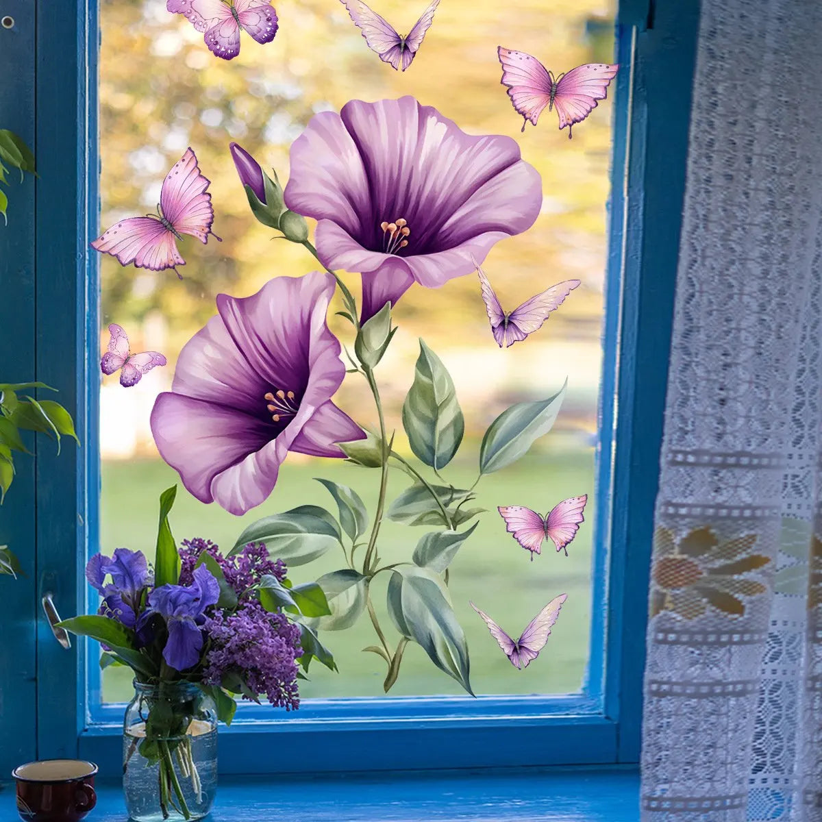 Static window sticker - window sticker - Wall decoration - 30*30cm - flower plant - PVC - D - Image 5