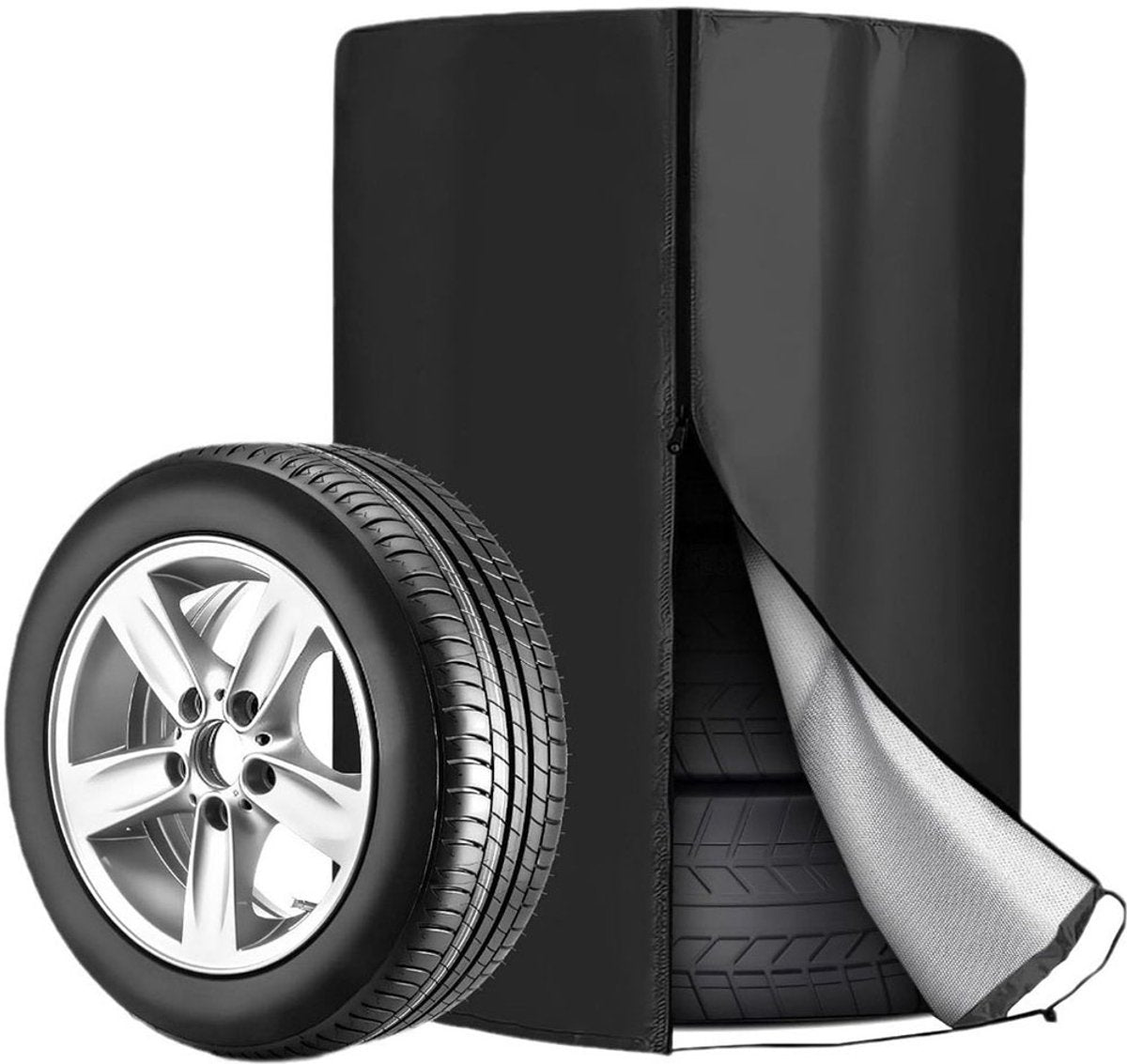 Tire cover - 1 piece - For 4 tires - Tire storage - 420D - 73*110cm - Car tire bag - Cover for car tires - Waterproof - Sun protection - Dustproof - Car tire cover - Winter tire cover - Black - Image 6