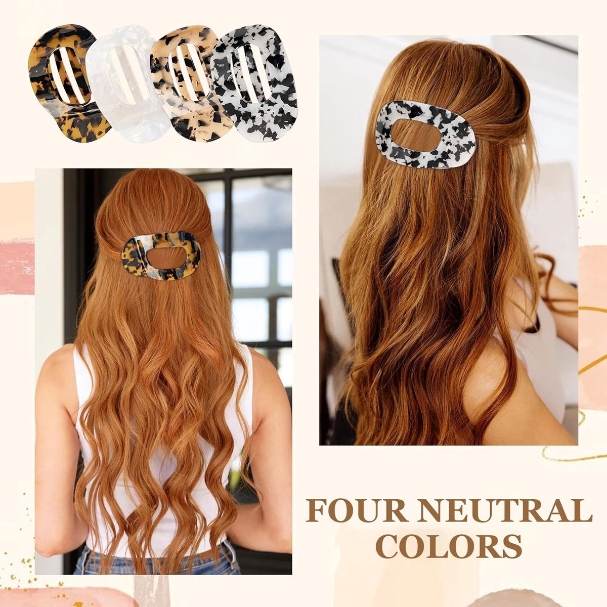 Hair Clips - 4 Pieces - Women - Flat - Hair Accessories - Hair Clip - 4 Colors - Hairpins - Clips - Leopard - Image 3