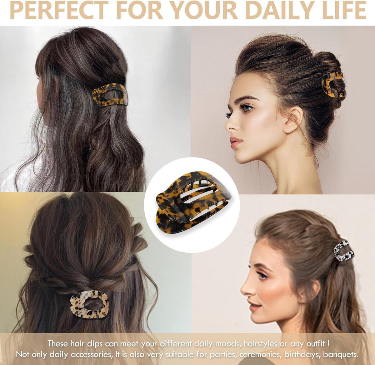 Hair Clips - 4 Pieces - Women - Flat - Hair Accessories - Hair Clip - 4 Colors - Hairpins - Clips - Leopard - Image 5