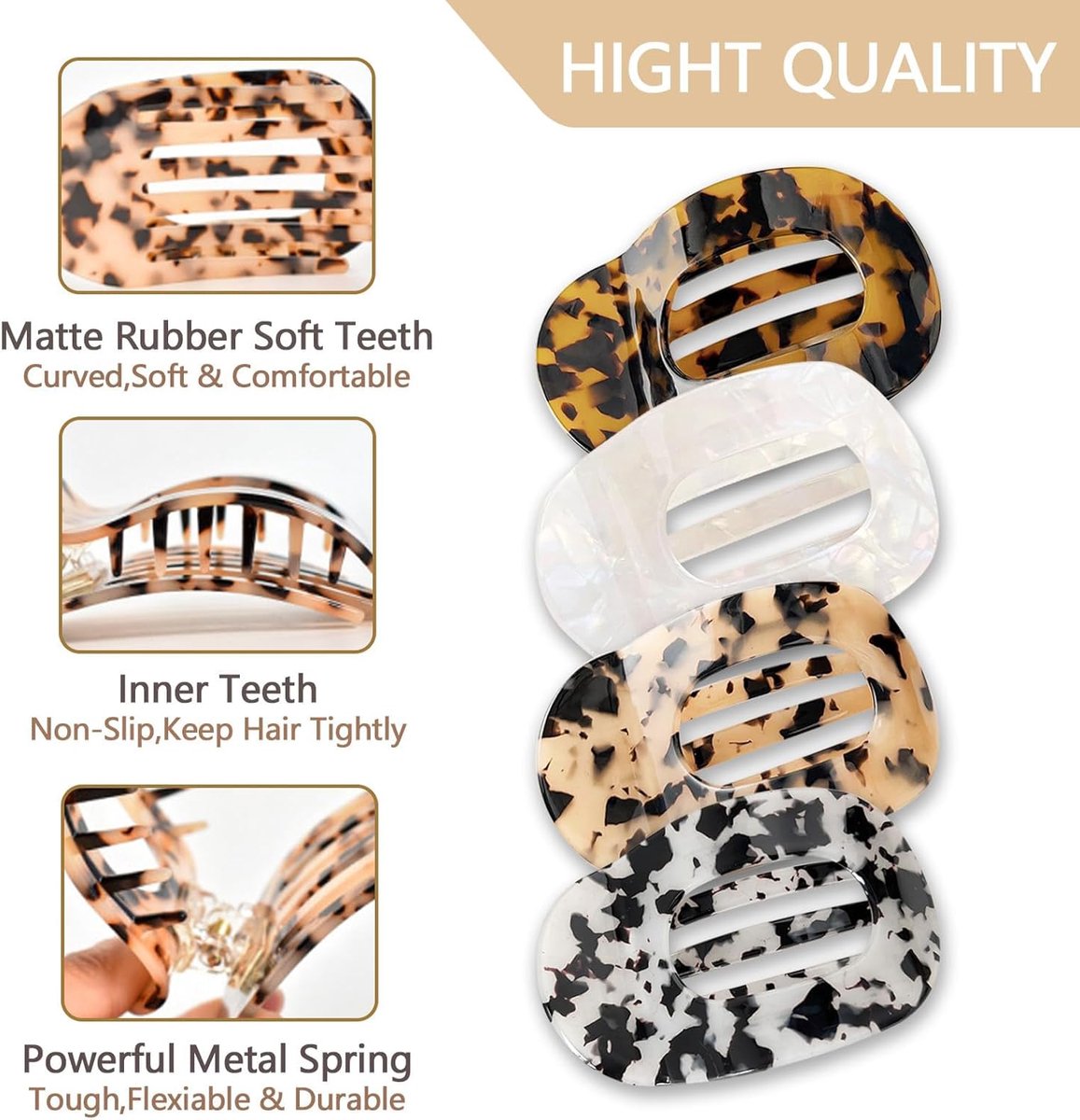 Hair Clips - 4 Pieces - Women - Flat - Hair Accessories - Hair Clip - 4 Colors - Hairpins - Clips - Leopard - Image 6