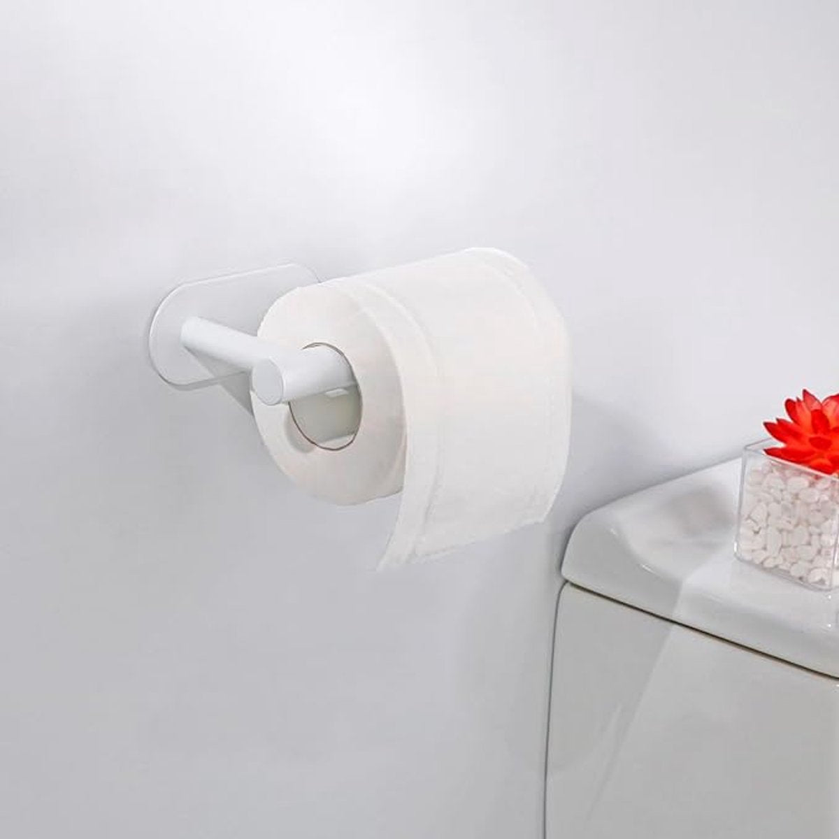 Toilet Roll Holder - Toilet Roll Holder - No Drilling - White - Self-Adhesive - Roll Holder - Stainless Steel - Bathroom & Kitchen - 16*8*4.5 cm - for kitchen, bathroom and toilet - Image 3