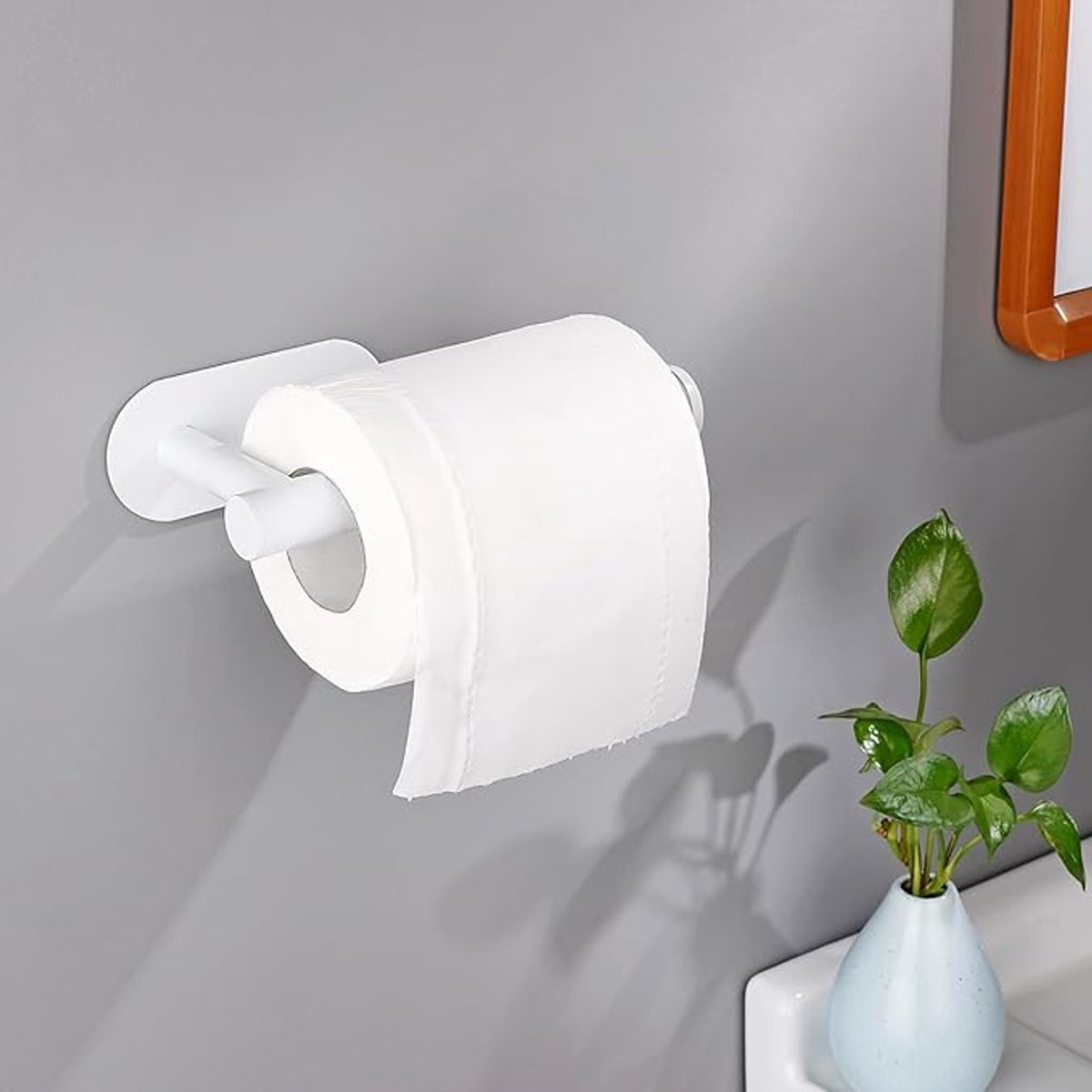Toilet Roll Holder - Toilet Roll Holder - No Drilling - White - Self-Adhesive - Roll Holder - Stainless Steel - Bathroom & Kitchen - 16*8*4.5 cm - for kitchen, bathroom and toilet - Image 4