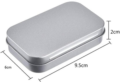 Mini Tin Cans - Pack of 3 - Storage Box - Metal - Hinged Tin Can - With Lid - Rectangular Tin Can - Mini Portable Box - Suitable for Home, Office, Outings and Travel - 95x60x20mm - Silver - Image 2
