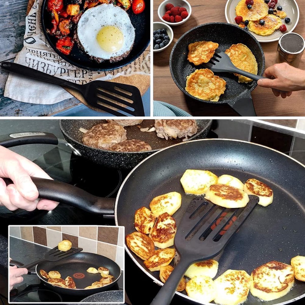 Spatulas - 3 pieces - Spatula Silicone - BPA free - Non-stick coating Silicone Cooking Utensil Set, Slotted spatula, heat resistant spatula, fish spatula, spatula kitchen utensils, for coated pots - Non-stick - Image 3
