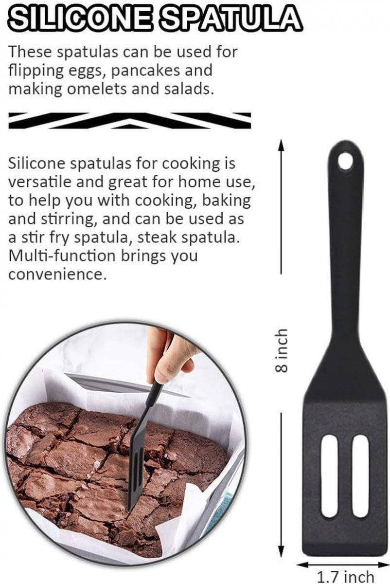 Spatulas - 3 pieces - Spatula Silicone - BPA free - Non-stick coating Silicone Cooking Utensil Set, Slotted spatula, heat resistant spatula, fish spatula, spatula kitchen utensils, for coated pots - Non-stick - Image 4