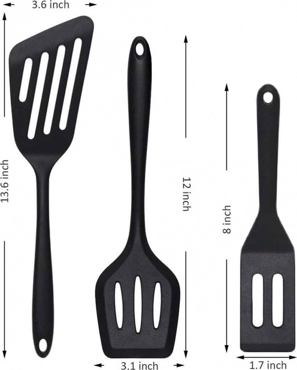 Spatulas - 3 pieces - Spatula Silicone - BPA free - Non-stick coating Silicone Cooking Utensil Set, Slotted spatula, heat resistant spatula, fish spatula, spatula kitchen utensils, for coated pots - Non-stick - Image 5