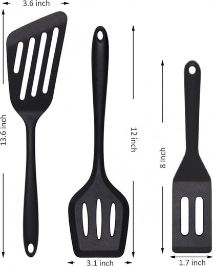 Spatulas - 3 pieces - Spatula Silicone - BPA free - Non-stick coating Silicone Cooking Utensil Set, Slotted spatula, heat resistant spatula, fish spatula, spatula kitchen utensils, for coated pots - Non-stick - Image 5