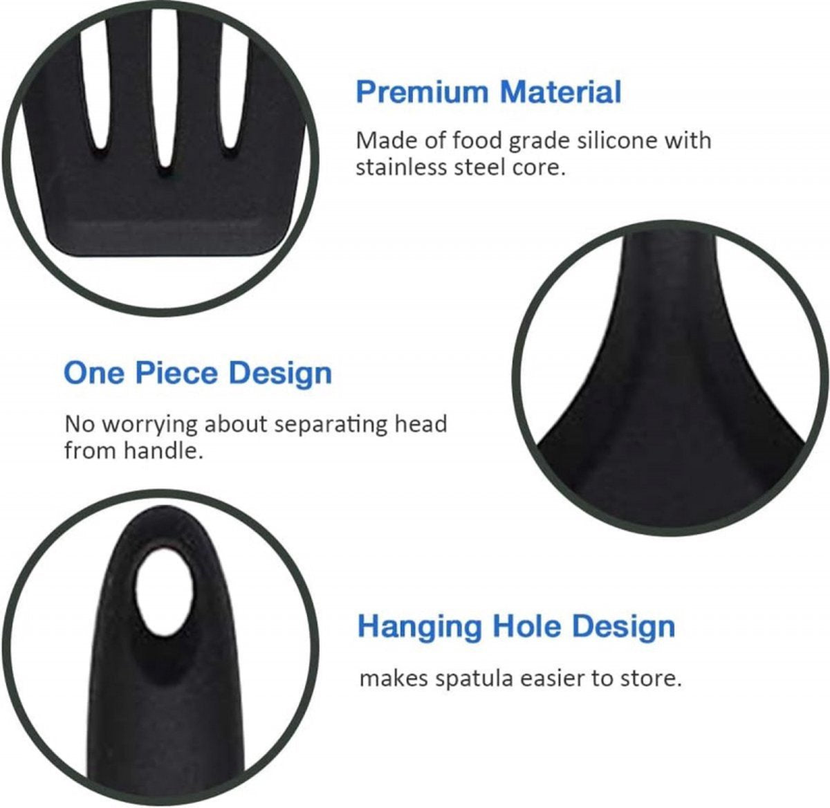 Spatulas - 3 pieces - Spatula Silicone - BPA free - Non-stick coating Silicone Cooking Utensil Set, Slotted spatula, heat resistant spatula, fish spatula, spatula kitchen utensils, for coated pots - Non-stick - Image 7