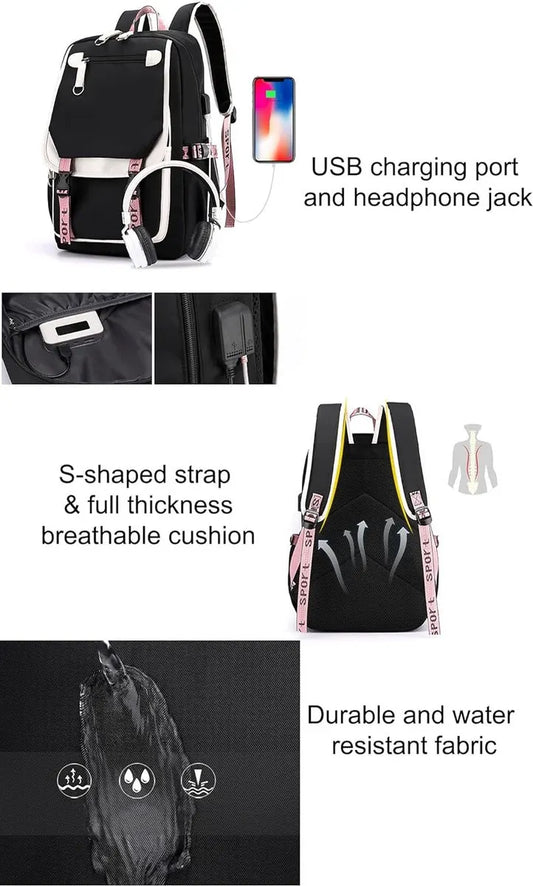 Backpack - School Bag - Backpack - Girl Backpack - School Backpack - School Bag - Book Bag - With USB Charging Port - Laptop Backpack - 30 Liters - Image 3