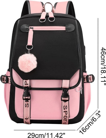 Backpack - School Bag - Backpack - Girl Backpack - School Backpack - School Bag - Book Bag - With USB Charging Port - Laptop Backpack - 30 Liters - Image 5