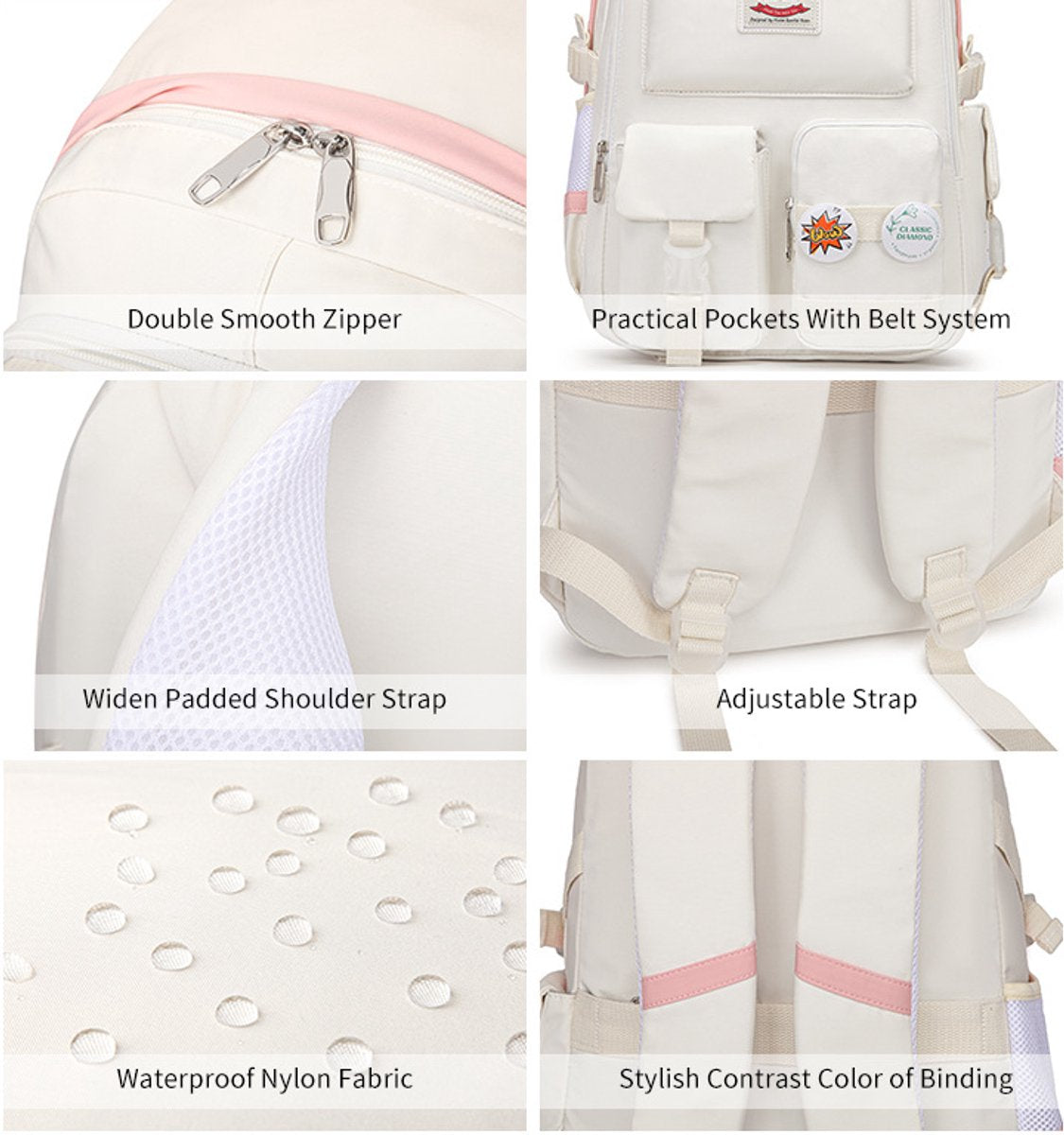 Backpack - School Bag - Backpack - Girl Backpack - School Backpack - School Bag - Laptop Backpack - 30 Liters - WhiteB - Image 3
