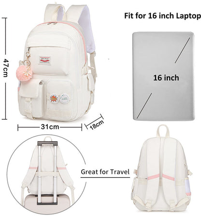 Backpack - School Bag - Backpack - Girl Backpack - School Backpack - School Bag - Laptop Backpack - 30 Liters - WhiteB - Image 5