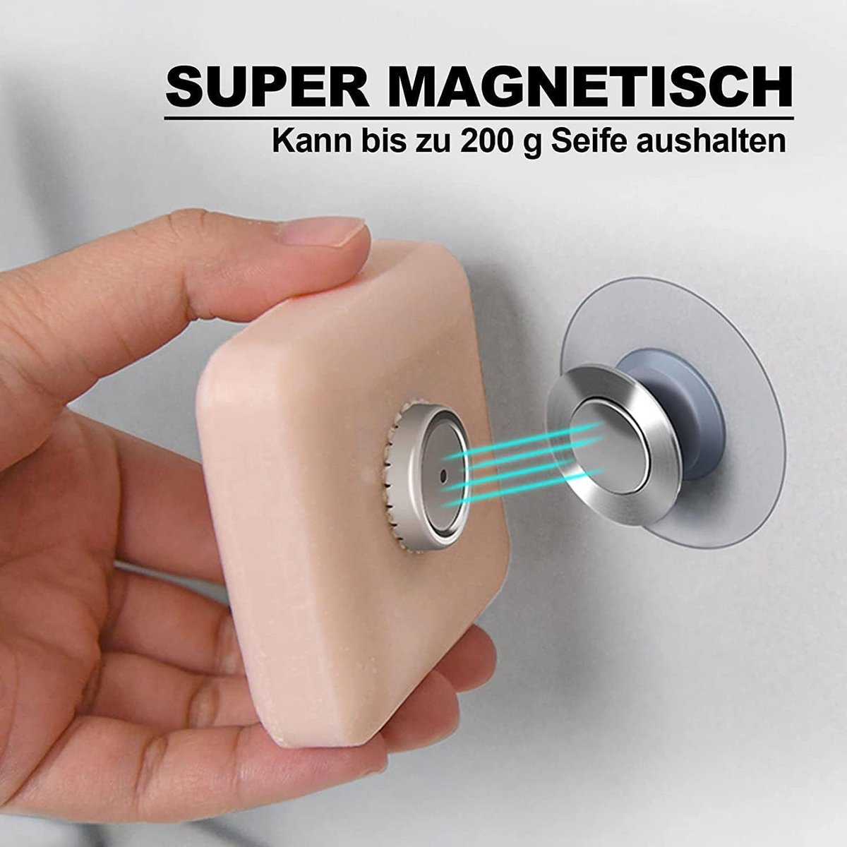 6 pieces magnetic soap holder - Magnetic soap holders with suction cup - Magnetic shower soap holder - Stainless steel wall bracket - No drilling required - Bathroom kitchen toilet - 40X26MM - Image 2