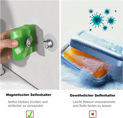 6 pieces magnetic soap holder - Magnetic soap holders with suction cup - Magnetic shower soap holder - Stainless steel wall bracket - No drilling required - Bathroom kitchen toilet - 40X26MM - Image 4