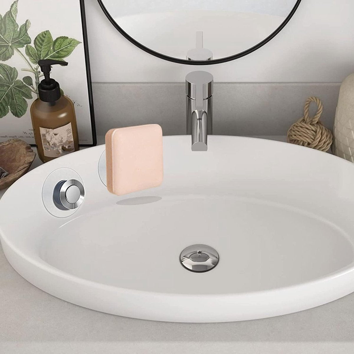 6 pieces magnetic soap holder - Magnetic soap holders with suction cup - Magnetic shower soap holder - Stainless steel wall bracket - No drilling required - Bathroom kitchen toilet - 40X26MM - Image 5