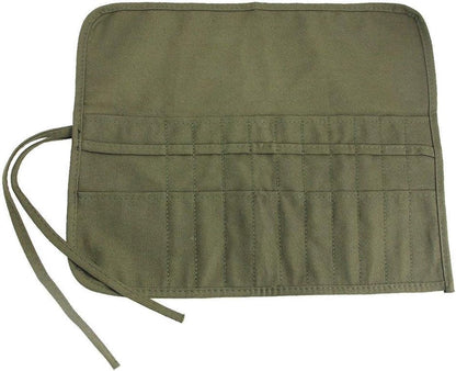 Roll-Up Canvas Brush Case - Brush Holder - Canvas - 22 Slots - Brush Bag - Brush Holder - Pencil Case - Paint Brush Holder - Portable - Roll-Up - Brush Not Included - Suitable for Various Painting Tools - 40.5*33cm - Vegetable