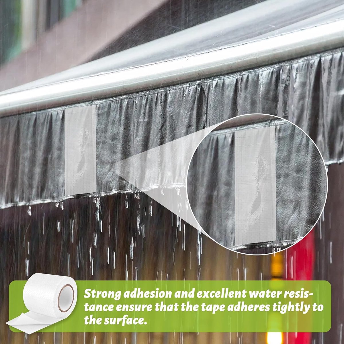 Repair tape - 8cm x 2M - Transparent - Repair cloth - Self-adhesive - for awnings, sails, boat covers and tents - Waterproof - TPU - Image 4