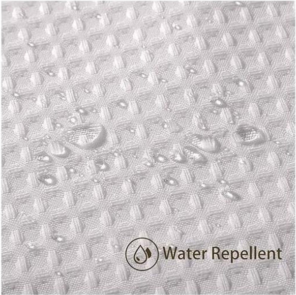 Waffle shower curtain - 80x180CM - White - With 6 plastic hooks - For bathroom and toilet - White - Anti-mold - Polyester - Cube Design - Shower curtain - Image 3