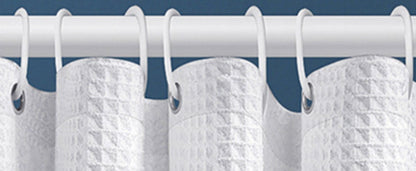 Waffle shower curtain - 80x180CM - White - With 6 plastic hooks - For bathroom and toilet - White - Anti-mold - Polyester - Cube Design - Shower curtain - Image 4