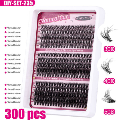 False eyelashes - 300 pieces - 30D + 40D + 50D - 10-18 mm D curl - Pre-Made Volume Fans - Pre-Made Fans - Eyelash extensions - Cluster - Lashes - Natural - Pieces of lashes - DIY lashes - Image 3