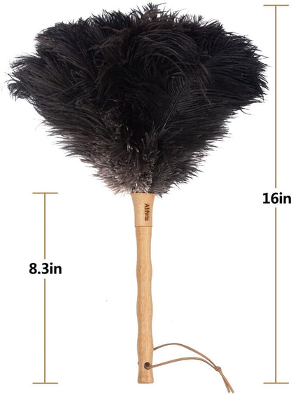 Ostrich Feather Duster - 40cm Long - Wooden Handle - Universal - Brown - Reusable and Washable Car Dusters - Eco-Friendly Cleaning Dusters - Feather Dusters - Image 4
