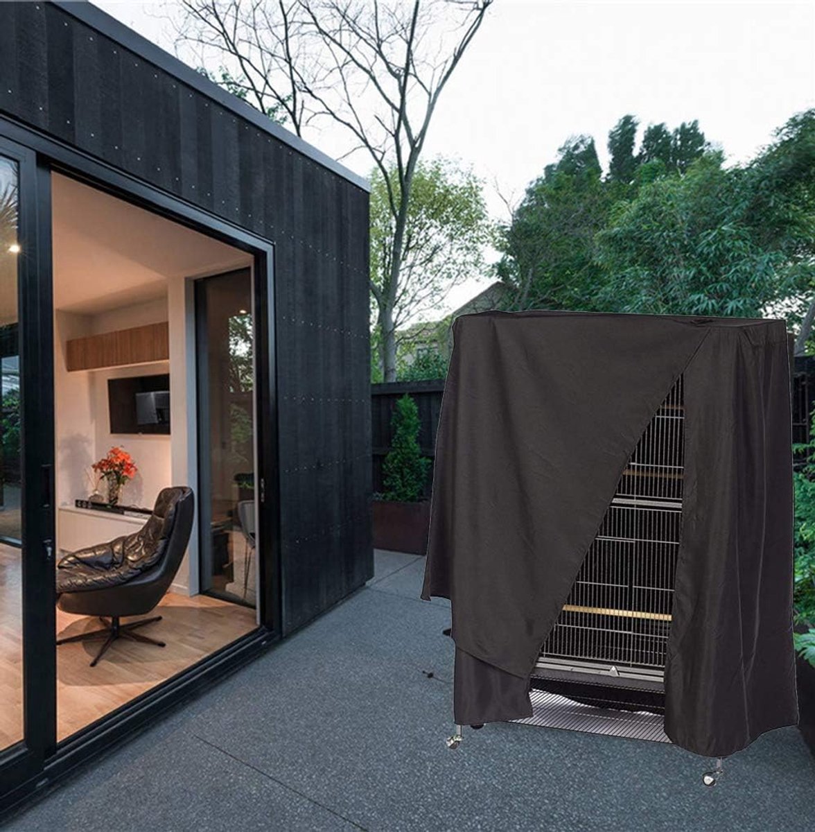 Parrot Cage Cover - Birdcage Cover and Dustproof Covers - Good Night Cover for Parrots - 210D Oxford Cloth - 88*63*120cm - Universal - Blackout - Waterproof - Black - Image 5