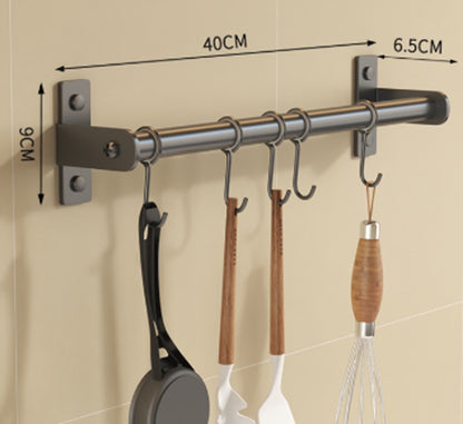 Kitchen hooks - with 5 hooks - hanging rail kitchen rail wall bracket - Kitchen organizer - To hang spatulas, soup spoons or knives - Towel rack - Hanging rack - Hanging hooks - Wall hooks - gun grey - 40cm - stainless steel - Image 4