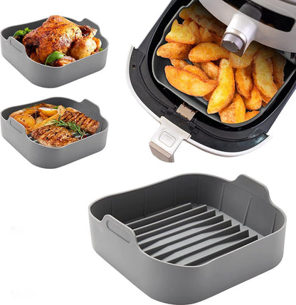 Airfryer accessories - Silicone baking dish - 2 pieces - Hot air fryer - Baking tins - Baking paper alternative - Basket baking tin - 20 CM - gray - Accessories - Image 5