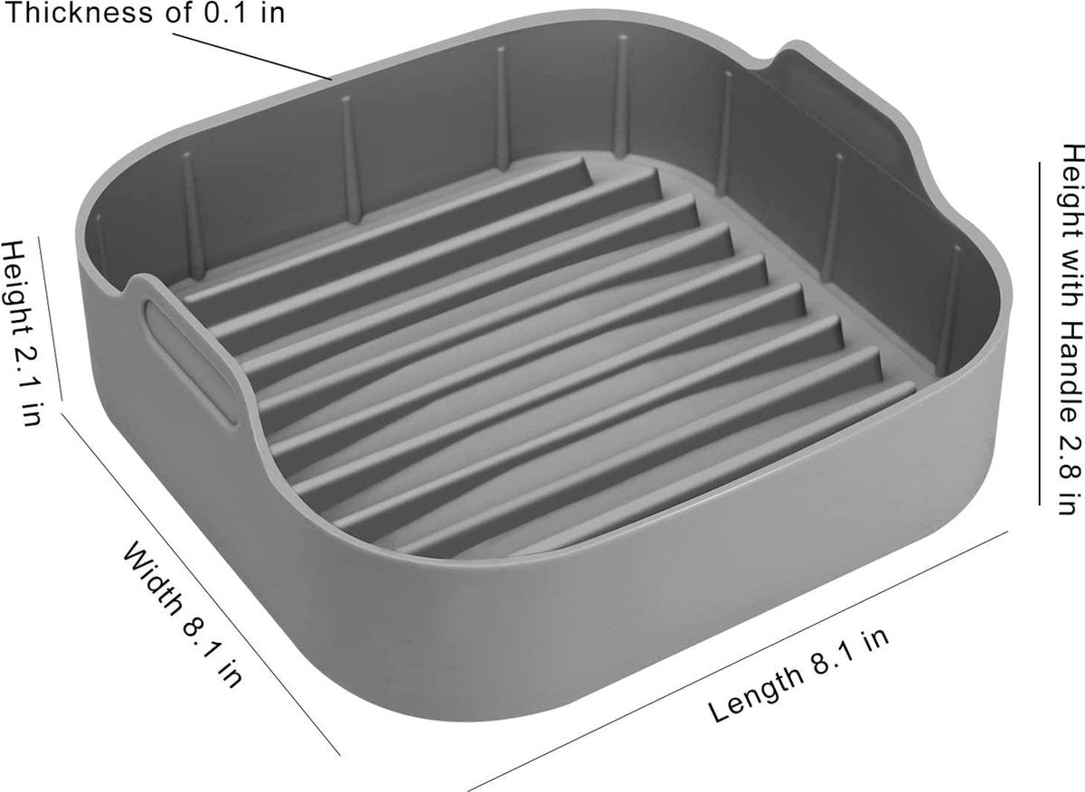 Airfryer accessories - Silicone baking dish - 2 pieces - Hot air fryer - Baking tins - Baking paper alternative - Basket baking tin - 20 CM - gray - Accessories - Image 6