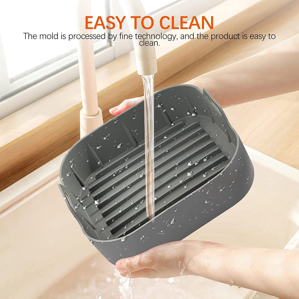Airfryer accessories - Silicone baking dish - Hot air fryer - Baking tins - Baking paper alternative - Basket baking tin - 20 CM - including gloves and oil brush - gray - Accessories - Image 3