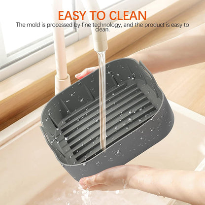 Airfryer accessories - Silicone baking dish - Hot air fryer - Baking tins - Baking paper alternative - Basket baking tin - 20 CM - including gloves and oil brush - gray - Accessories - Image 3