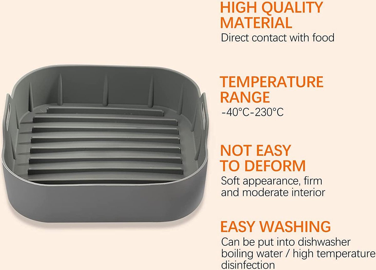 Airfryer accessories - Silicone baking dish - Hot air fryer - Baking tins - Baking paper alternative - Basket baking tin - 20 CM - including gloves and oil brush - gray - Accessories - Image 5